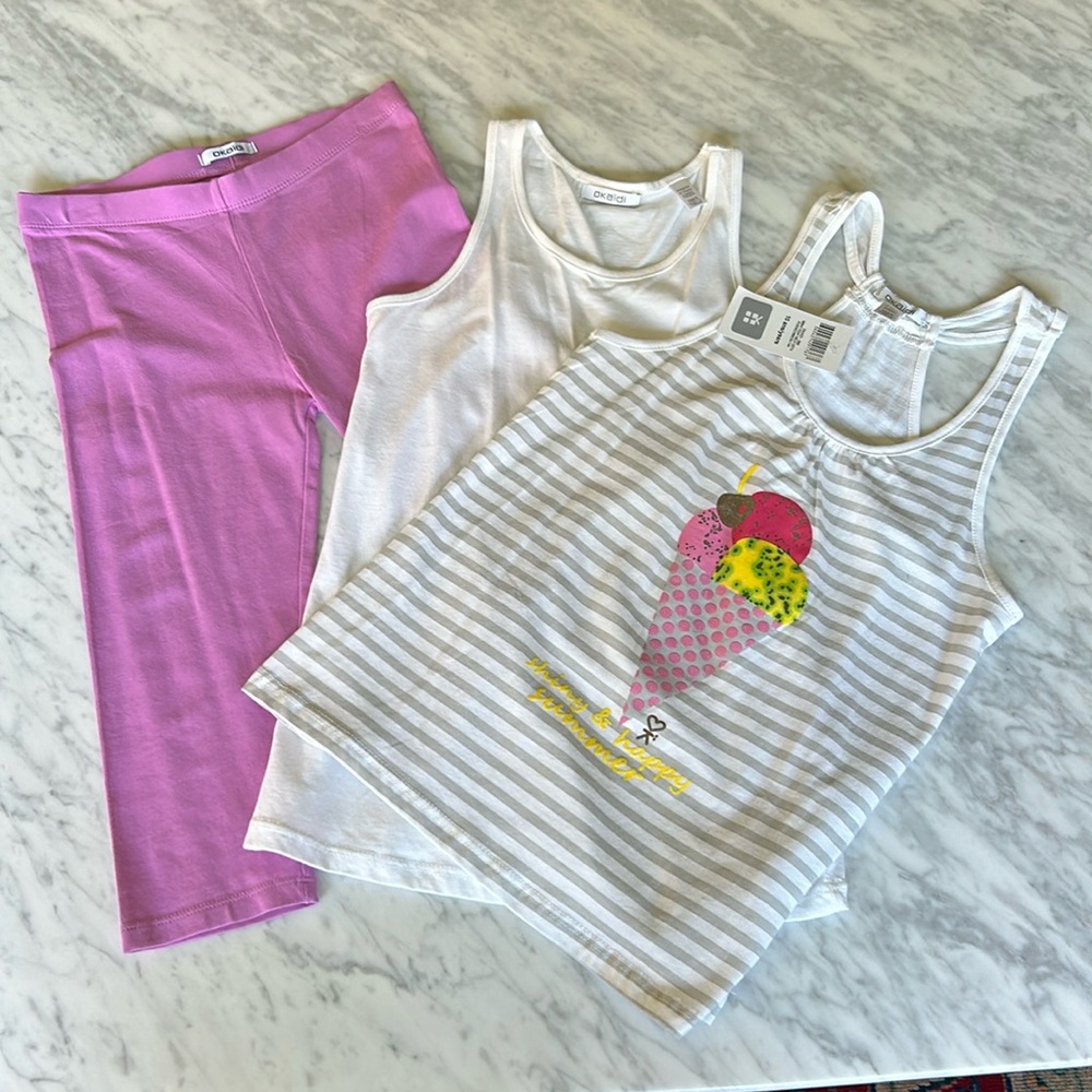 NWT Okaidi Outfit - 3/4 Length Leggings & 2 Tank Tops